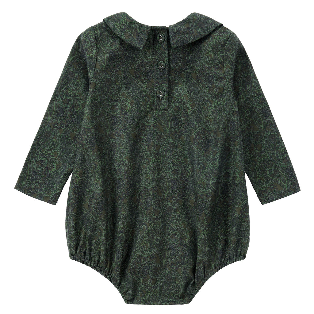 Green Paisley Collar Romper