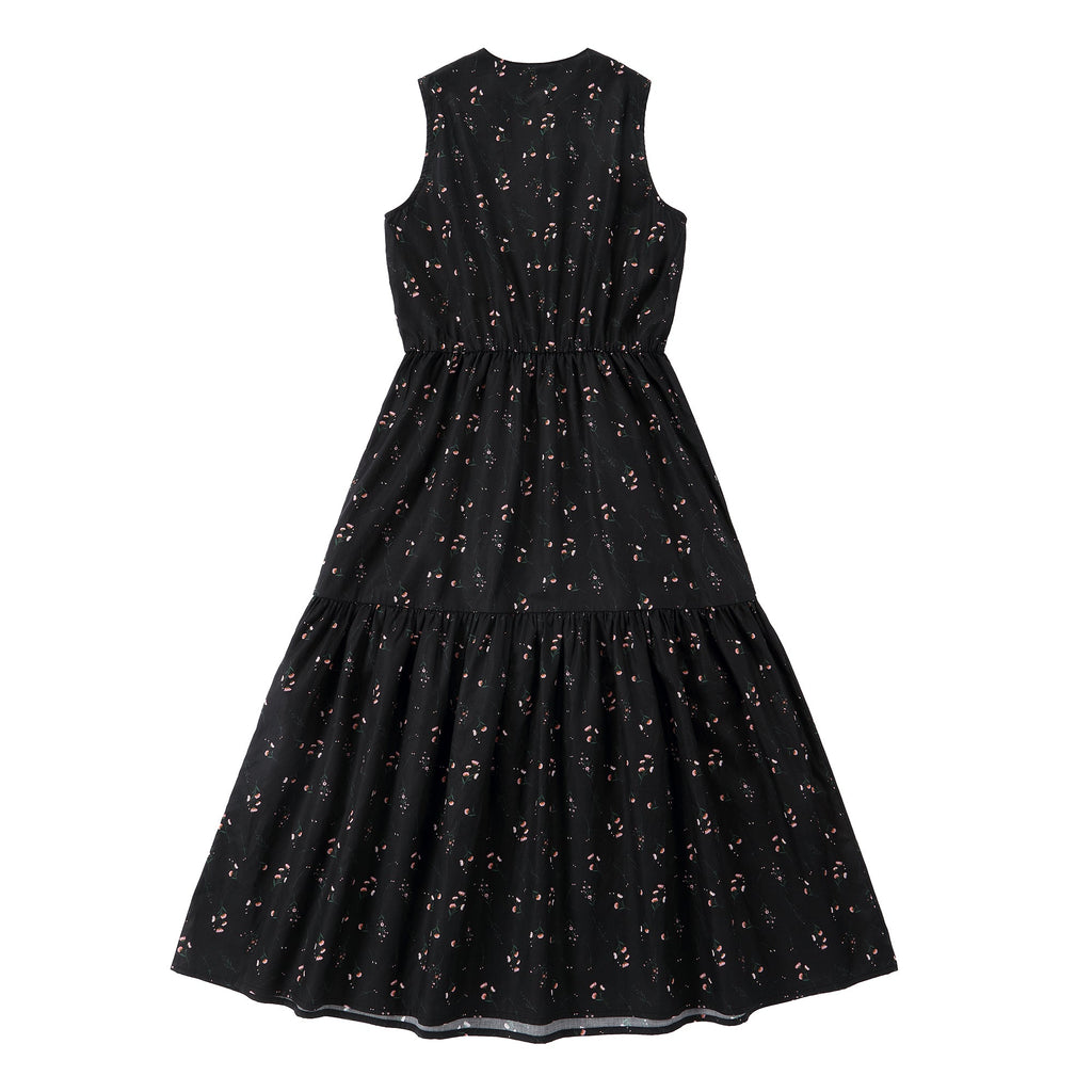 Black Floral Tiered Sleeveless Dress