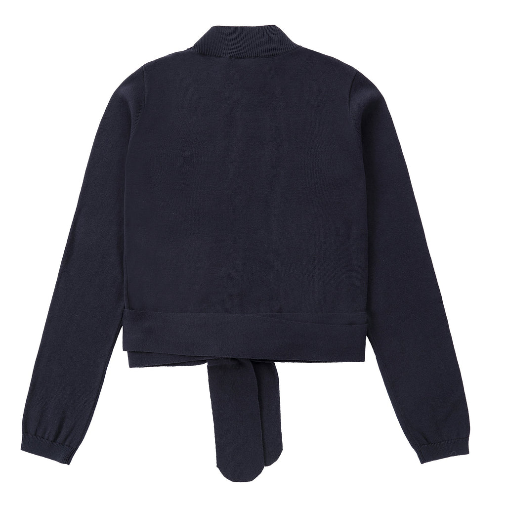 Blue Mock Neck Tie Sweater