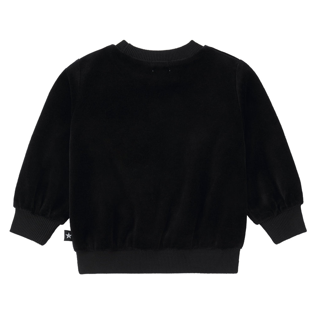 Black Velour Sweatshirt With Pin Print