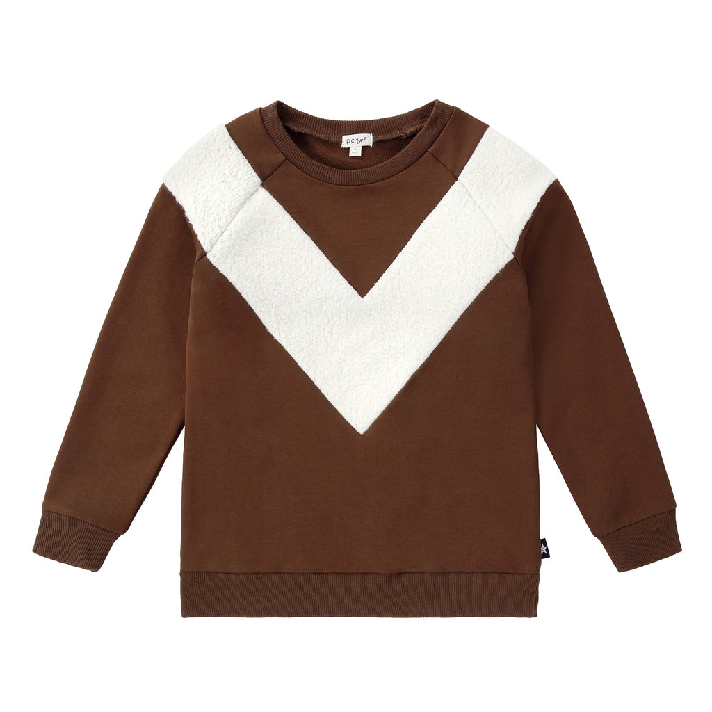 Brown and Ivory Sherpa Sweatshirt
