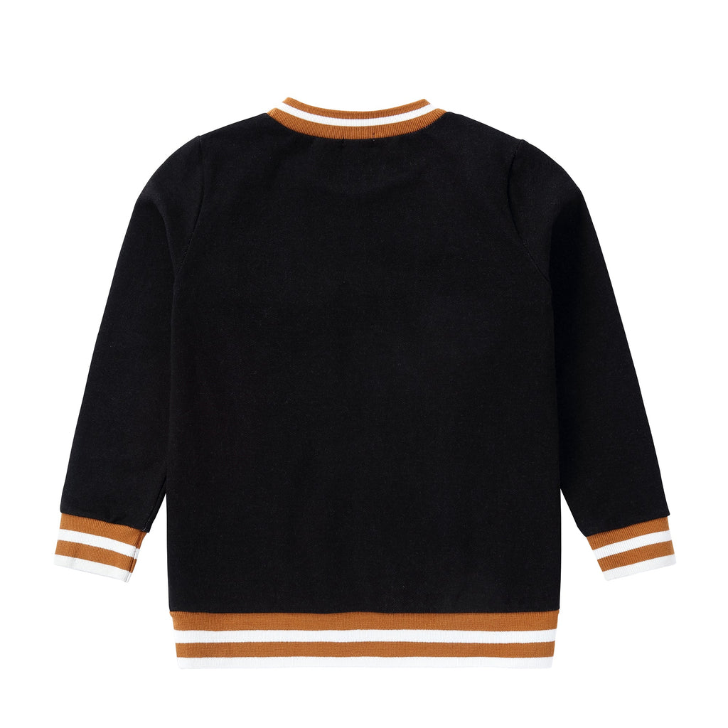 Black Denim Sweatshirt with Ivory Corduroy Pocket
