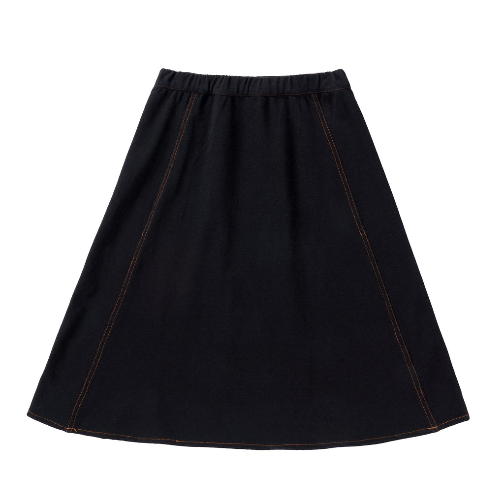 Black Denim Skirt with Brown Stitching