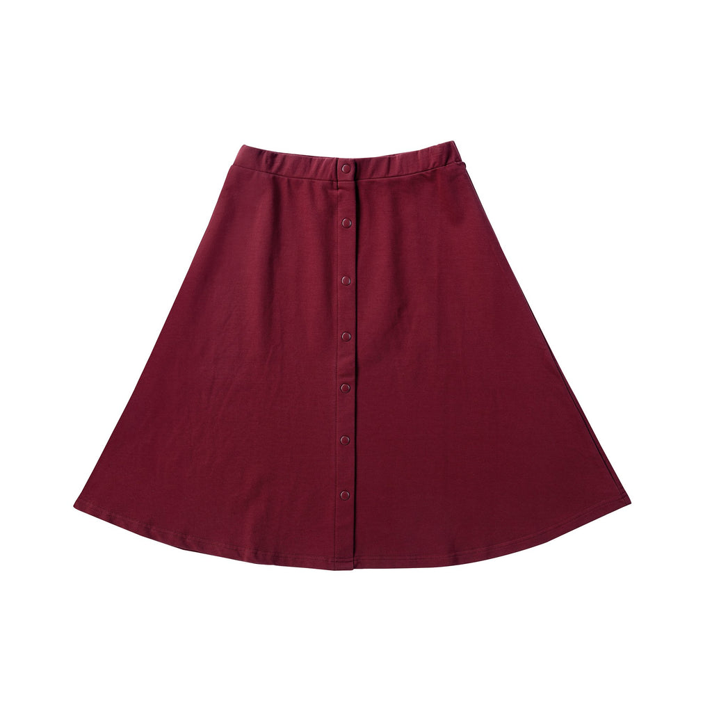 Basic Wine Skirt with Faux Snap Detail