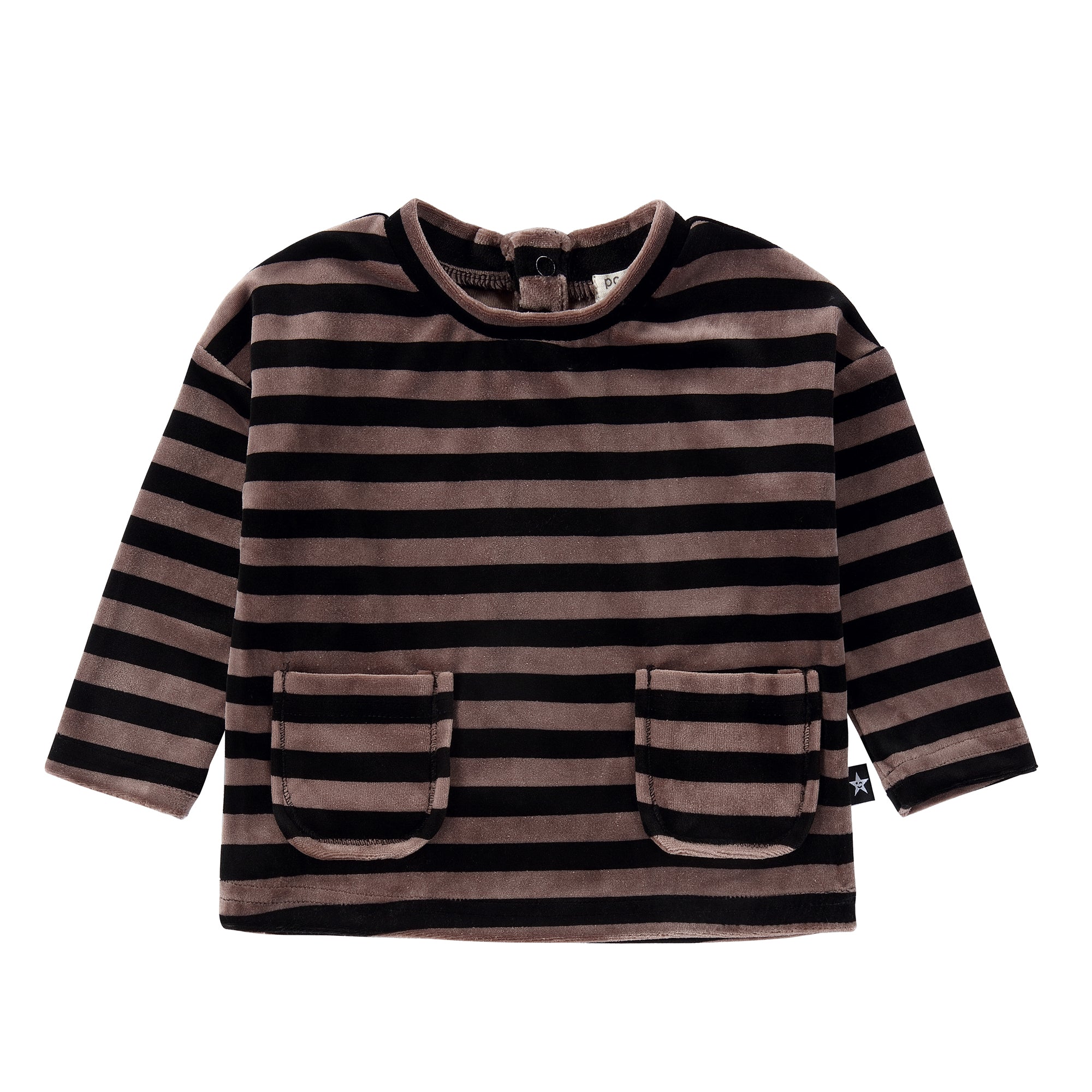 Black and Brown Velour Stripe Top | Petit Rack