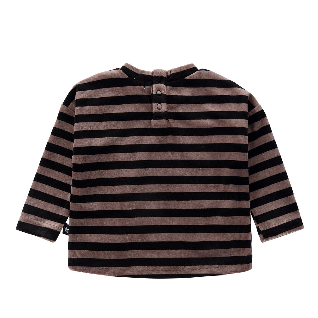 Black and Brown Velour Stripe Top