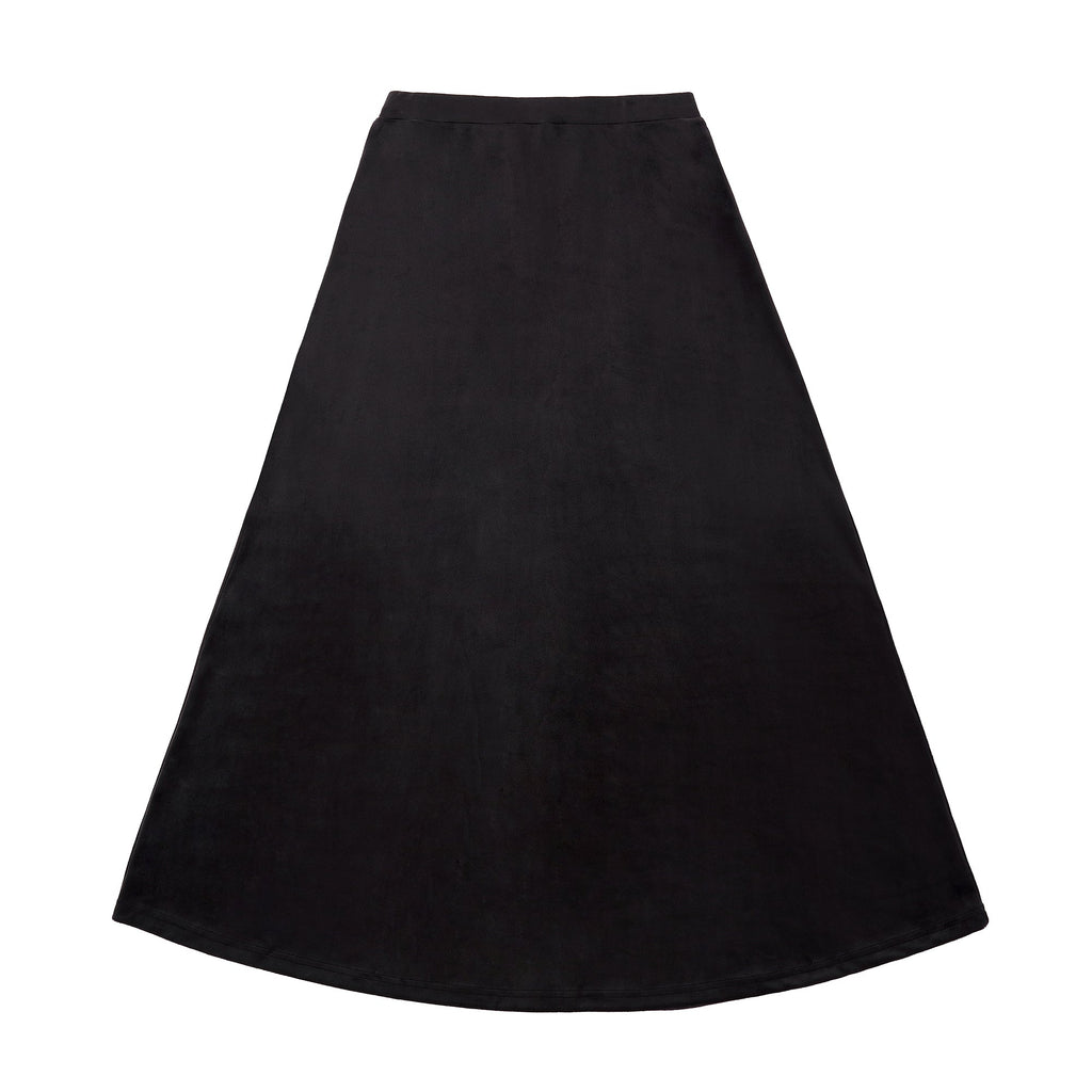 Black Velour Maxi A-line Skirt
