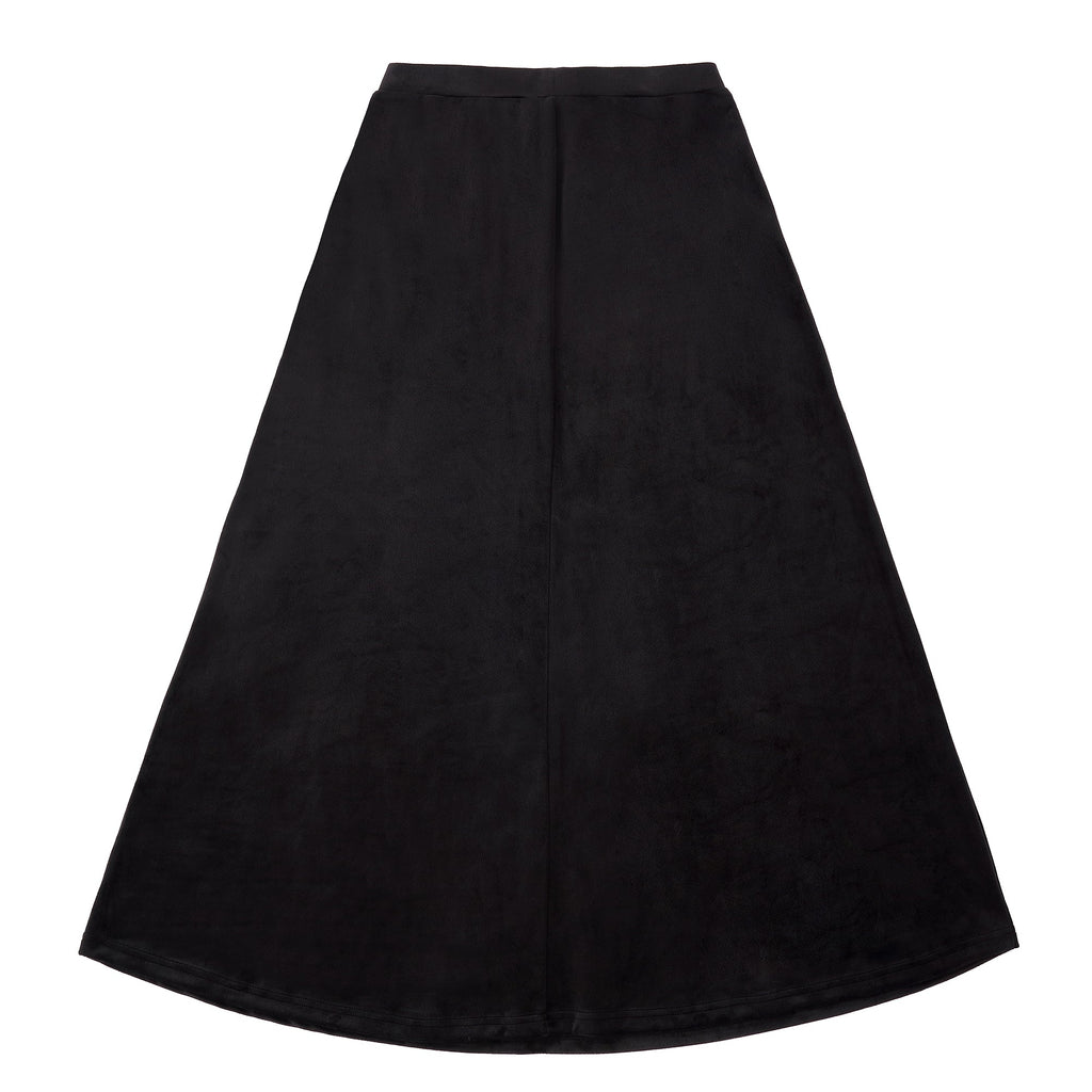 Black Velour Maxi A-line Skirt