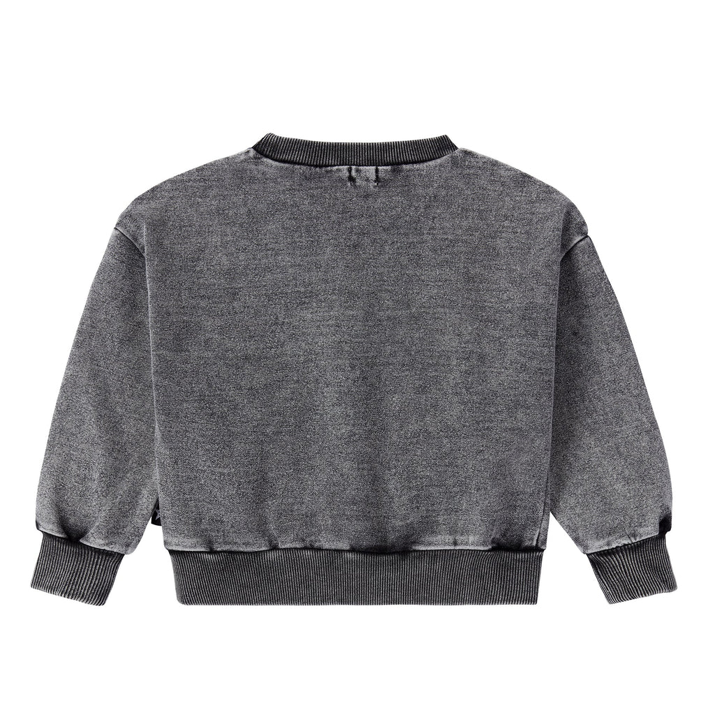 Baby Black Denim Wash Sweatshirt with Pocket Detail