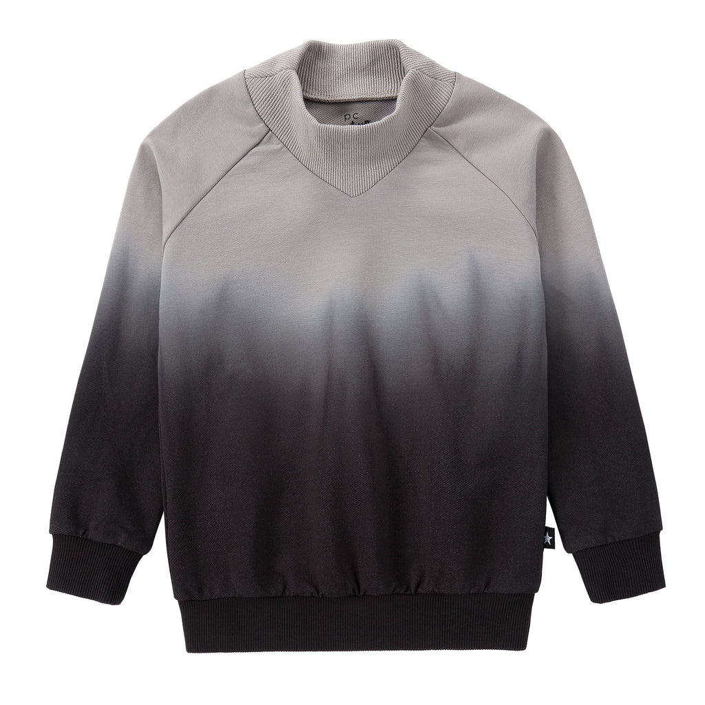 Grey Ombre Sweatshirt With Pointed Mock Neck
