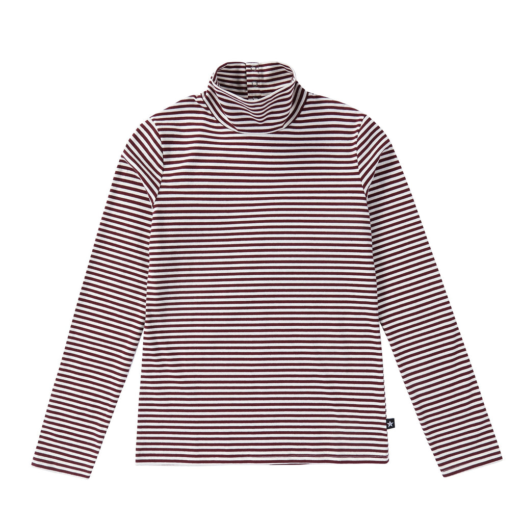 Plum and Ivory Stripped Mock Neck