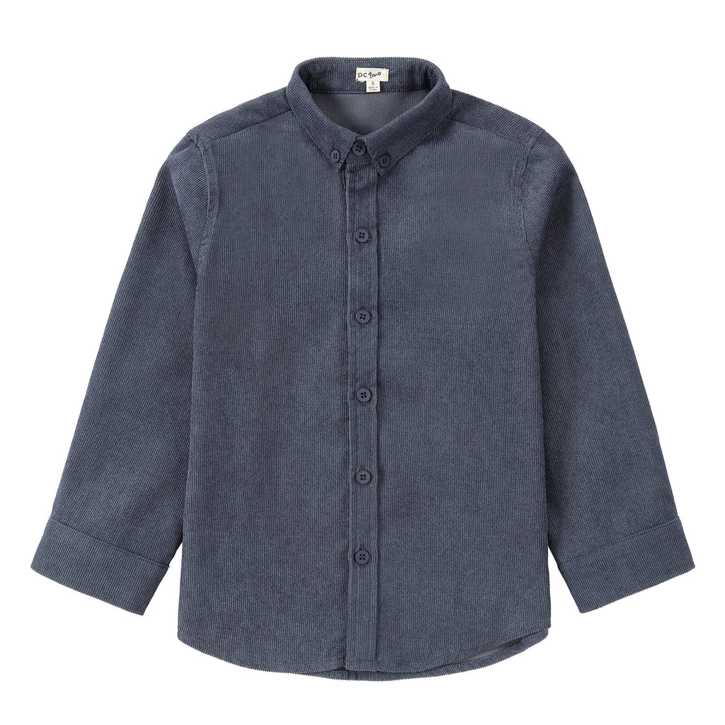 Slate Blue Corduroy Collared Shirt