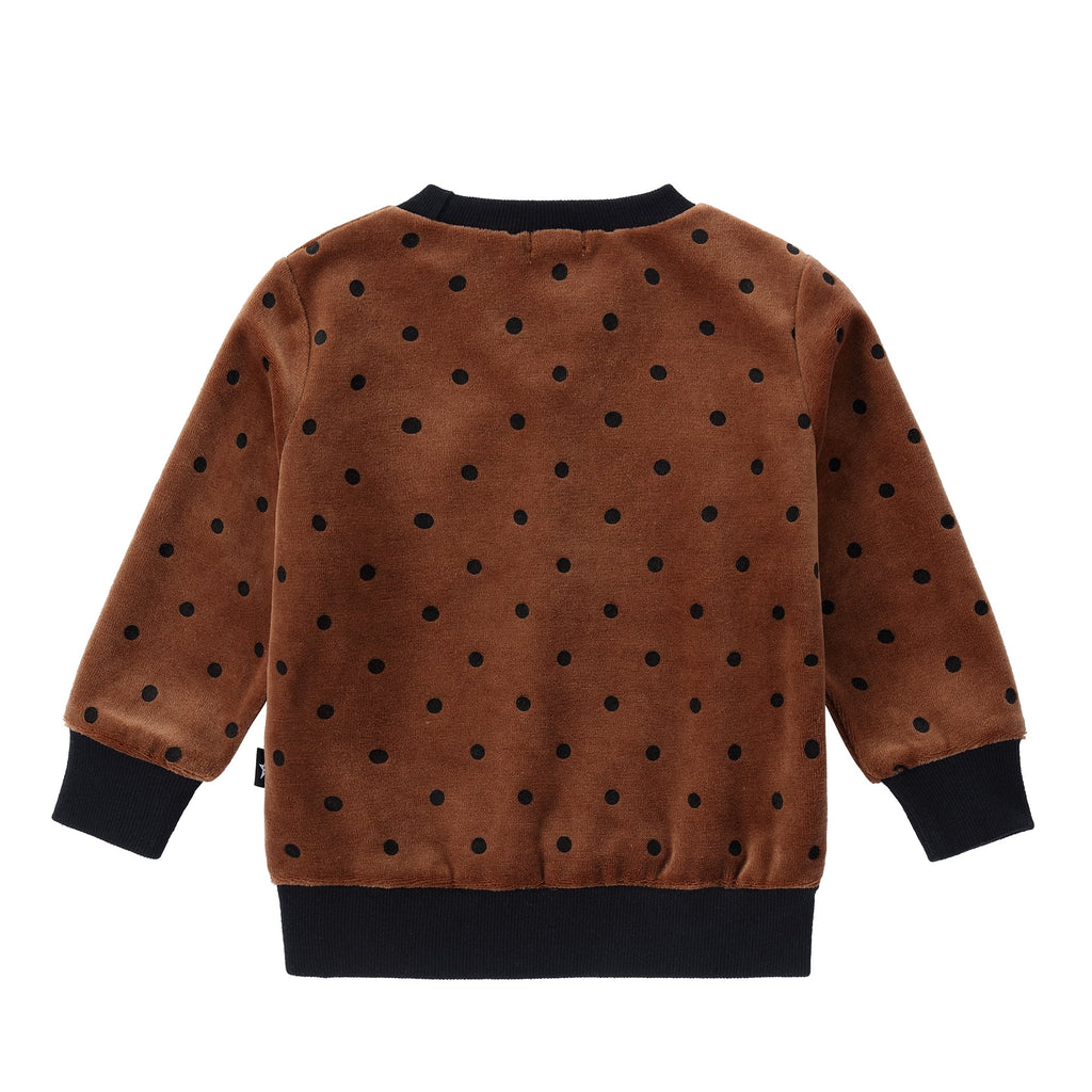 Brown Dot Printed Velour Sweatshirt