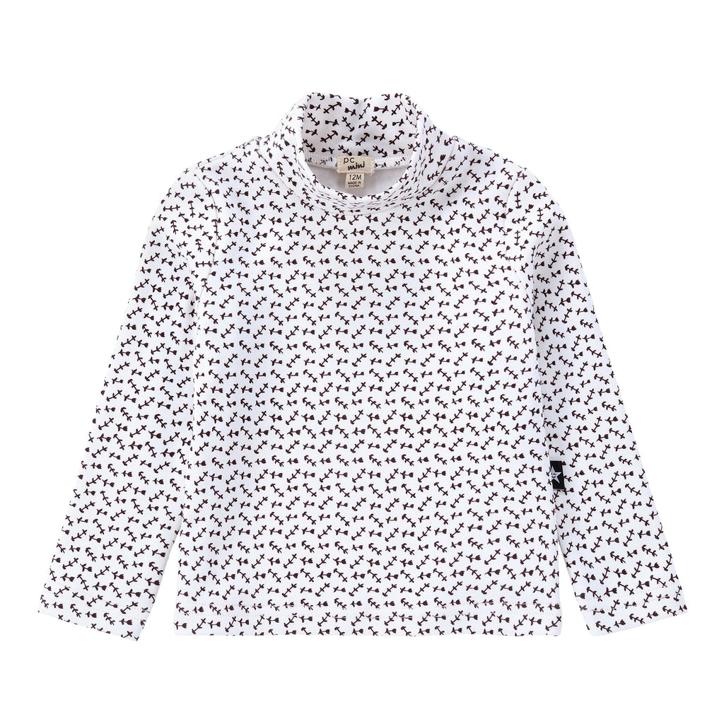 Ivory Turtleneck with Mulberry Floral Print