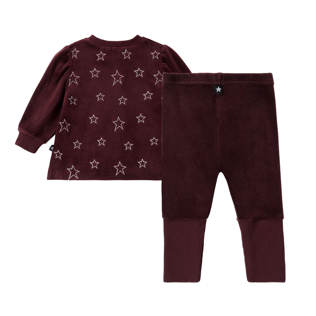 Velour Embroidered Star Swing Sweatshirt Set