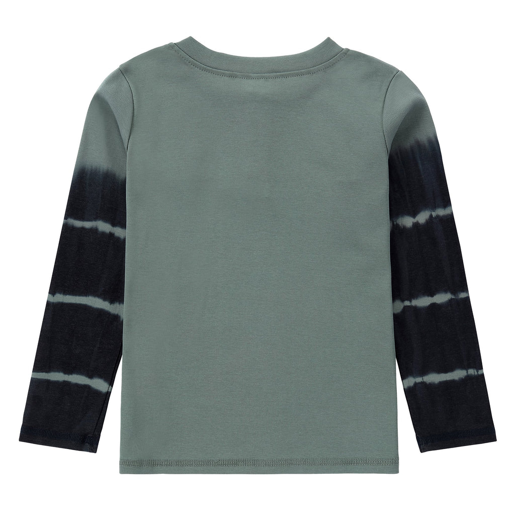 Moss Green Henley with Black Tie Dye Sleeves