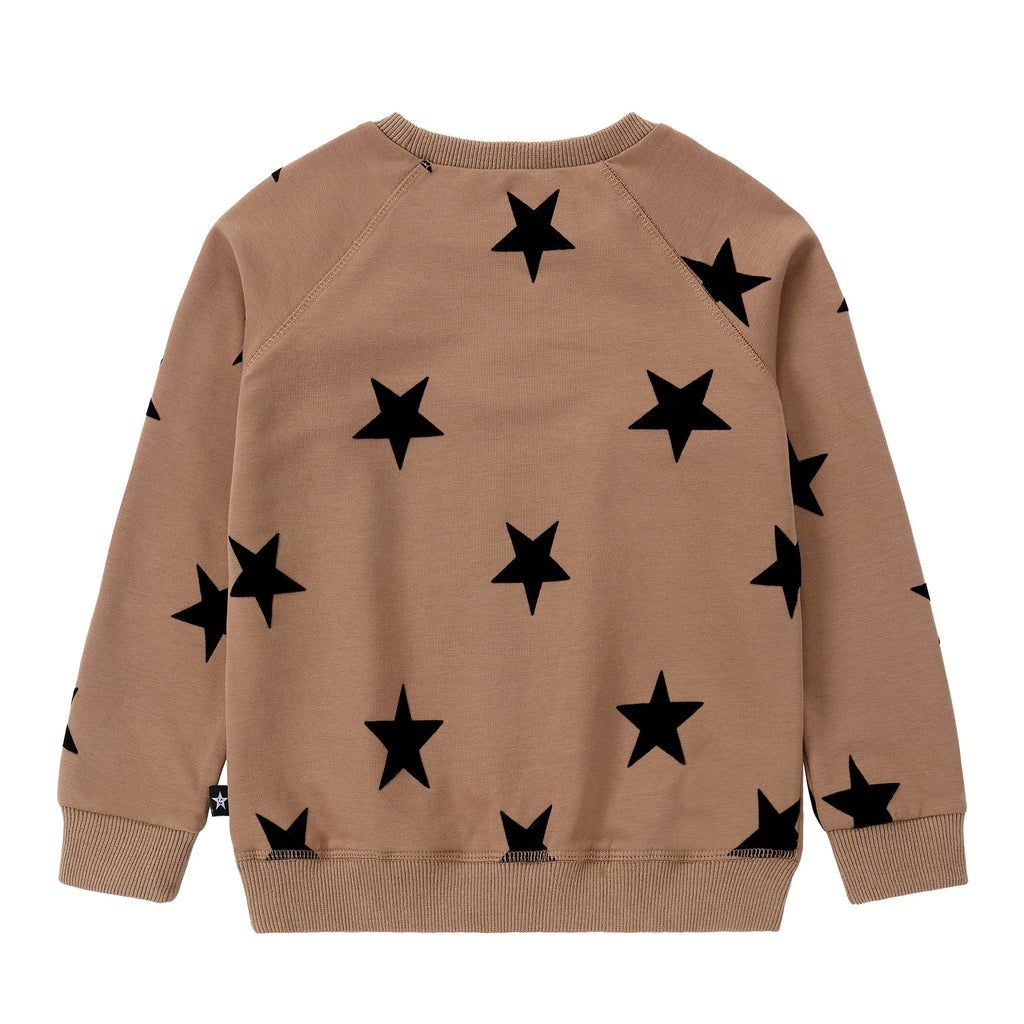 Tan Velvet Star Printed Sweatshirt