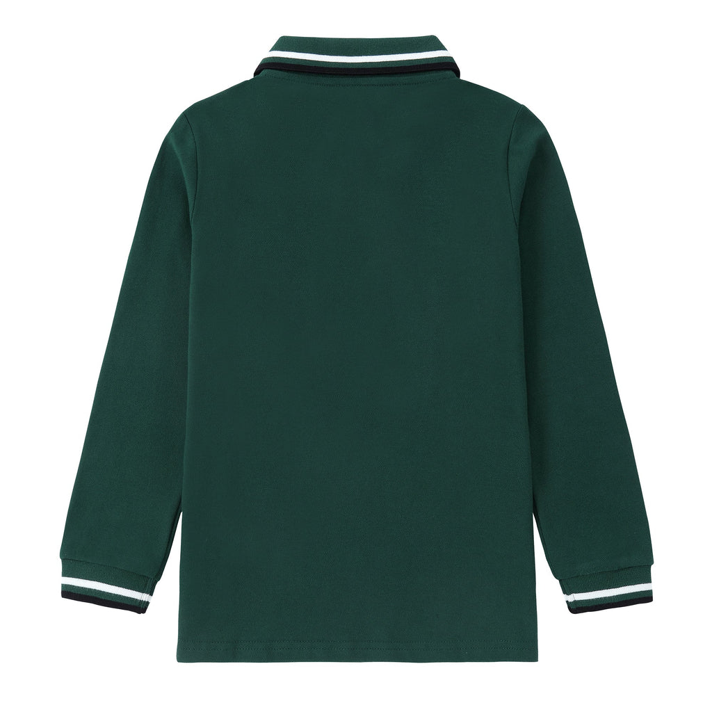 Emerald Green Polo With Black and White Striped Details
