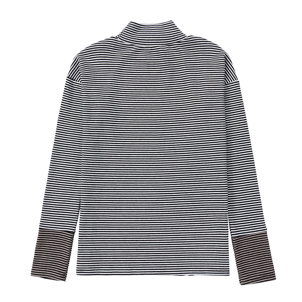 Teens Stripe Drop-shoulder Turtleneck