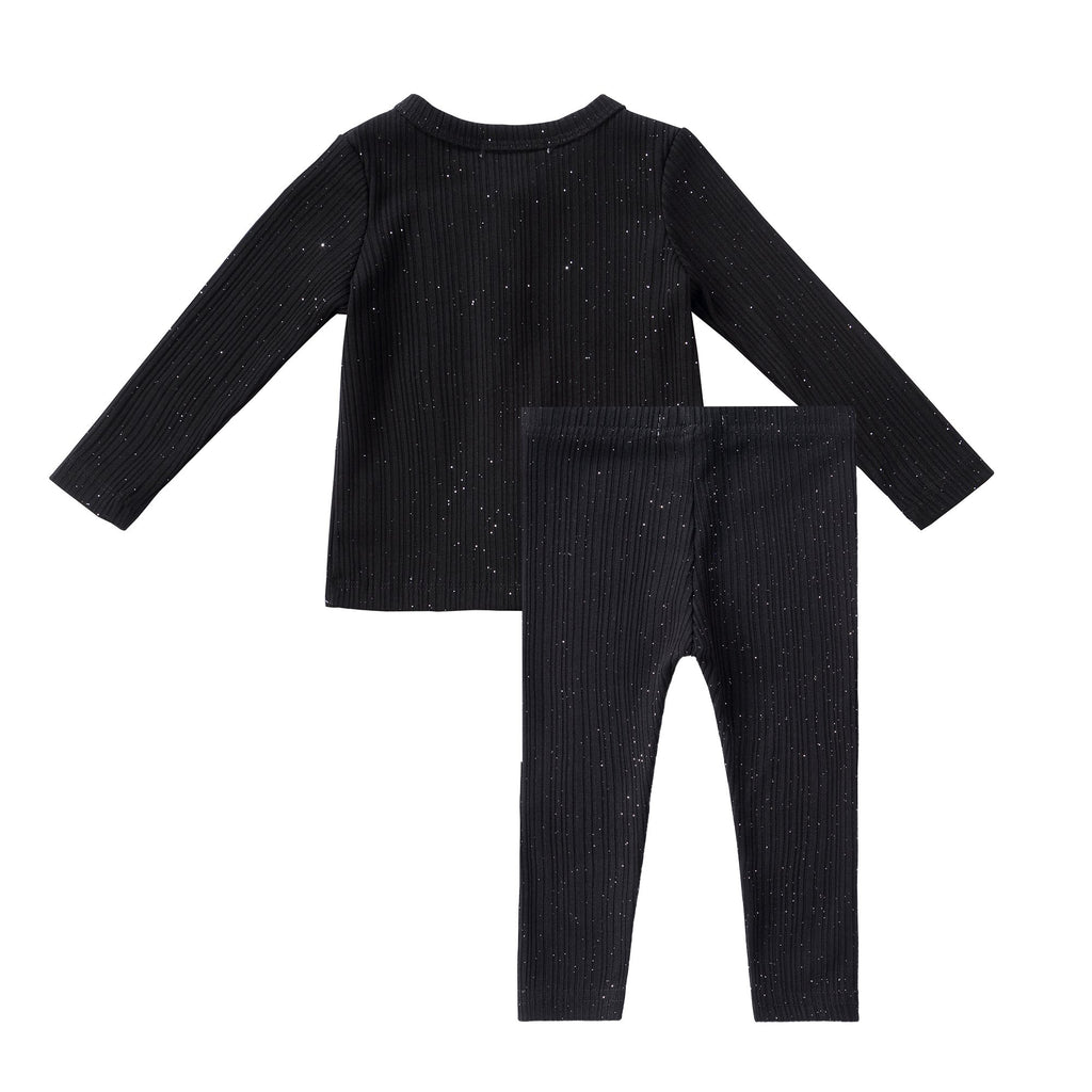 Baby Sparkly Black Ribbed Cardigan Set