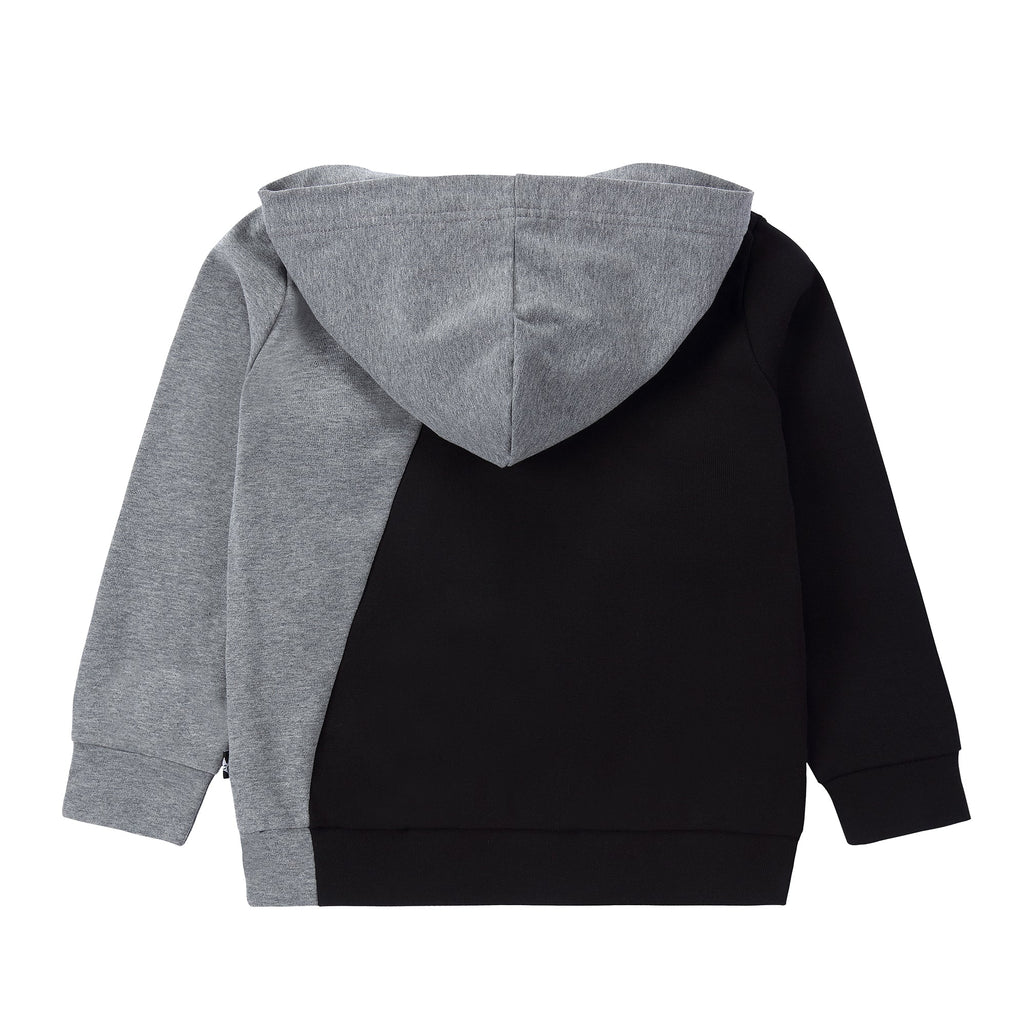 Heather Grey and Black Diagonal Zipper Hoodie