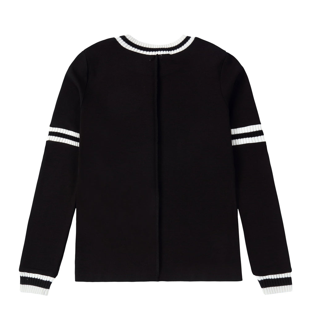 Teens Sweatshirt with Black and White Chunky Ribbed Details