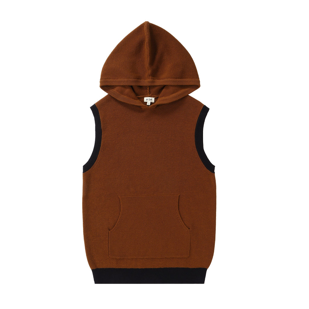 Chunky Ribbed Hooded Vest in Pumpkin