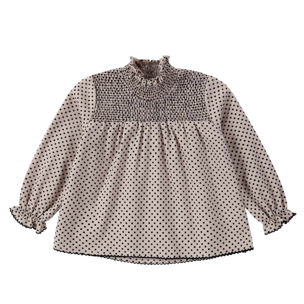 Tan Velvet Dot Top | Petit Rack