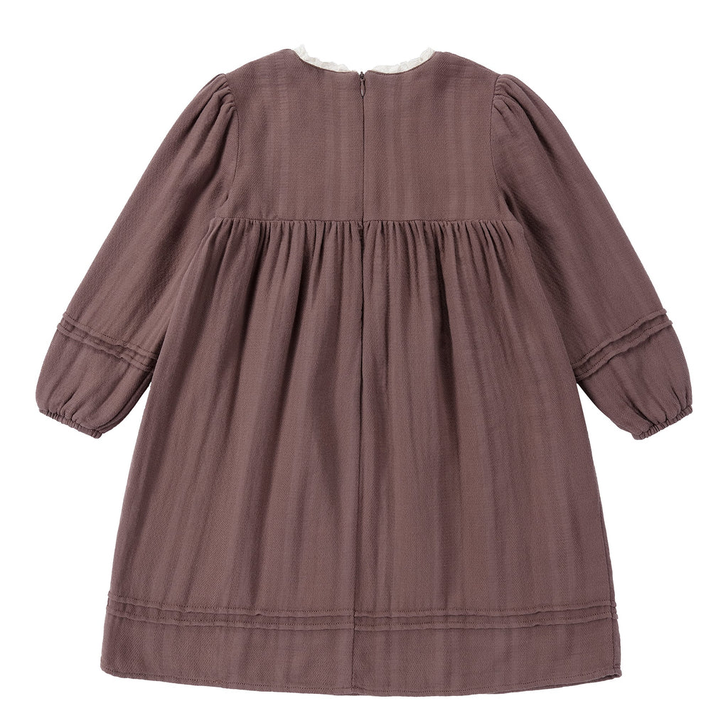 Autumn Purple Dress with Pleating Details