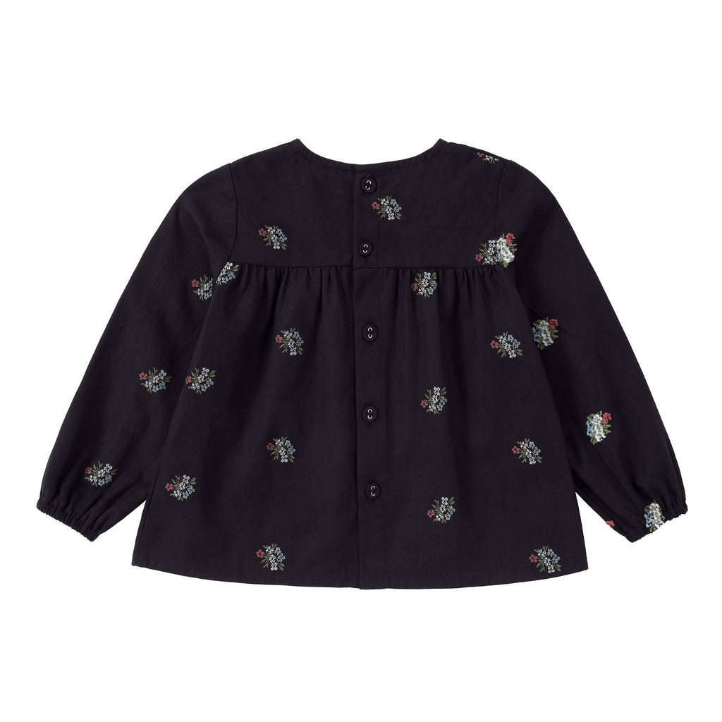 Baby Black Floral Jacquard Printed Top