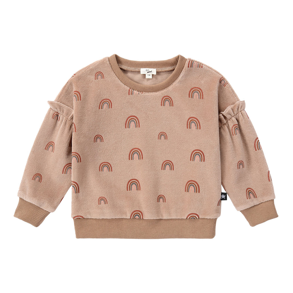 Mauve Velour Rainbow Printed Sweatshirt