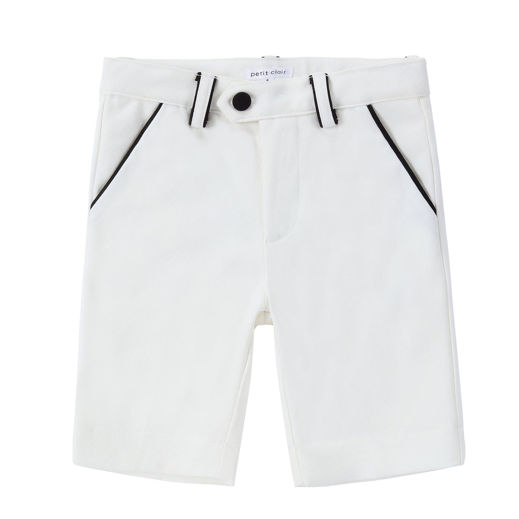 Ivory Shorts with Black Piping Detail