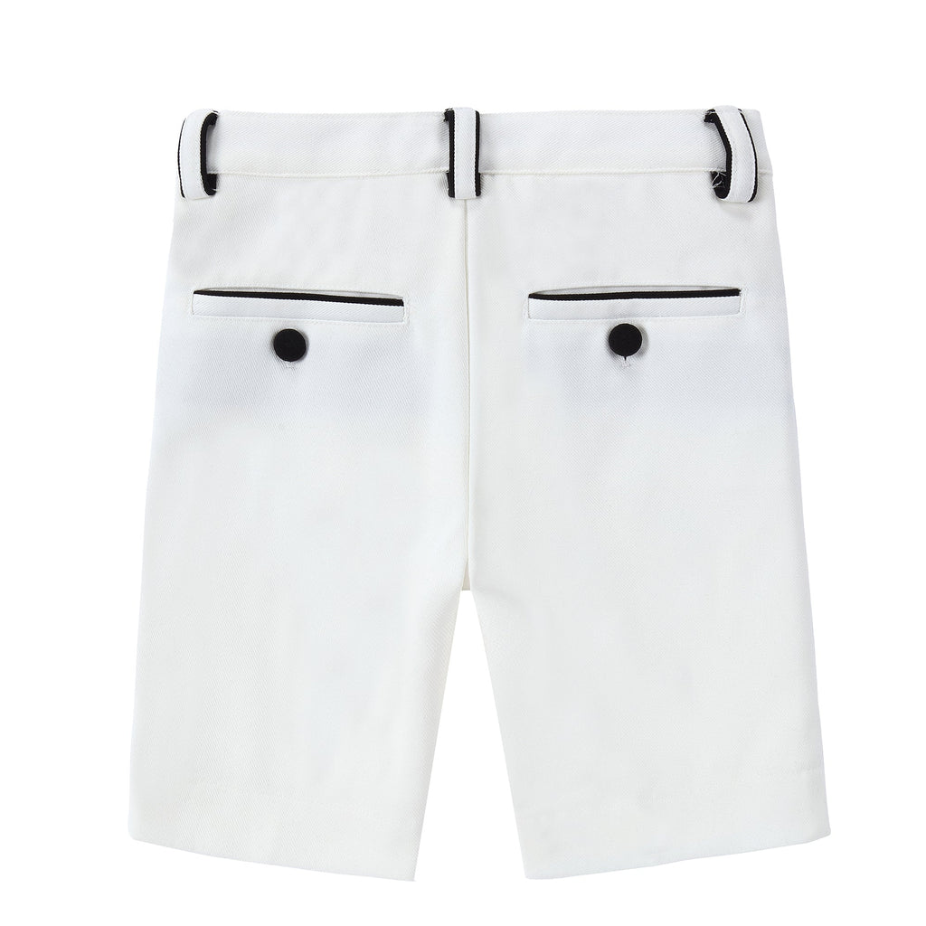 Ivory Shorts with Black Piping Detail