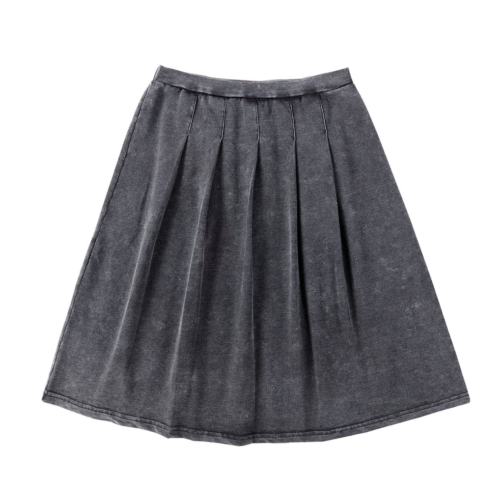 Teens Marbled Grey Jersey Knit Pleated Skirt