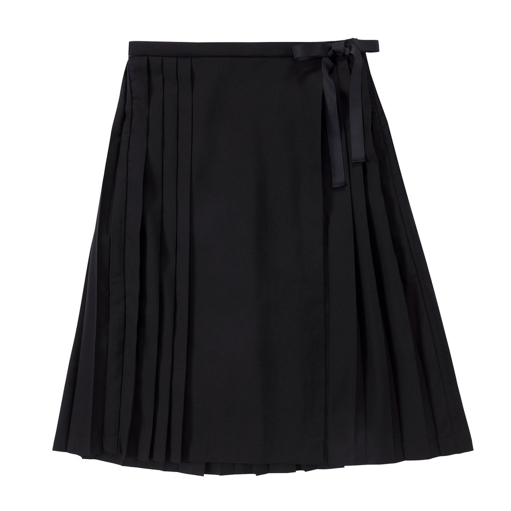Black Pleated Wrap Skirt