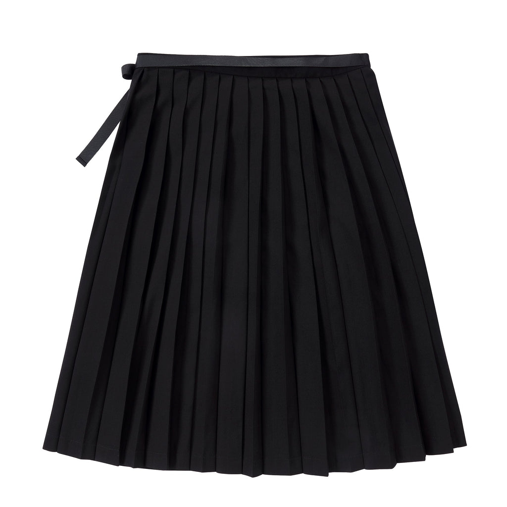 Black Pleated Wrap Skirt