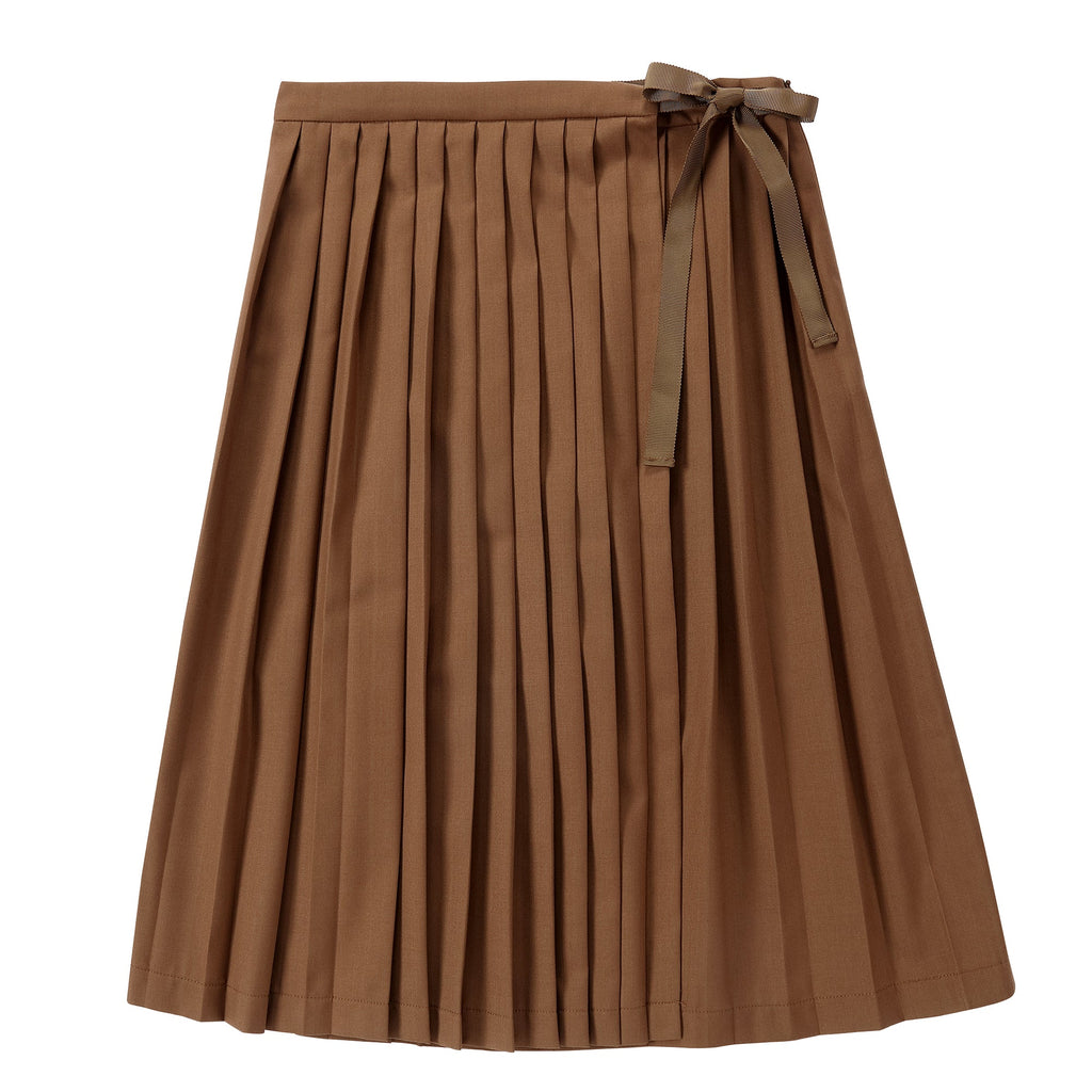 Mocha Pleated Wrap Skirt