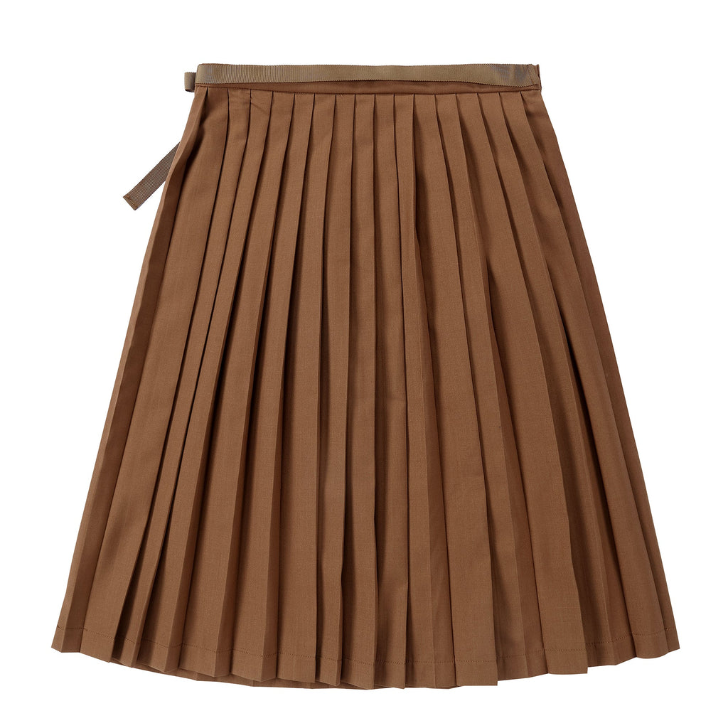 Mocha Pleated Wrap Skirt