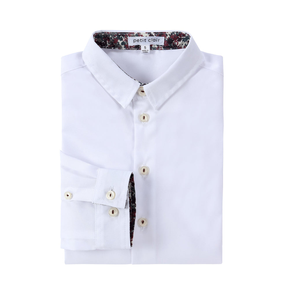 Boys Merlot Print Contrast Collar Shirt