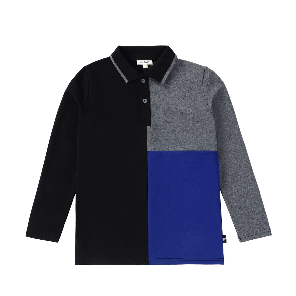 Black, Blue and Grey Colorblock Polo