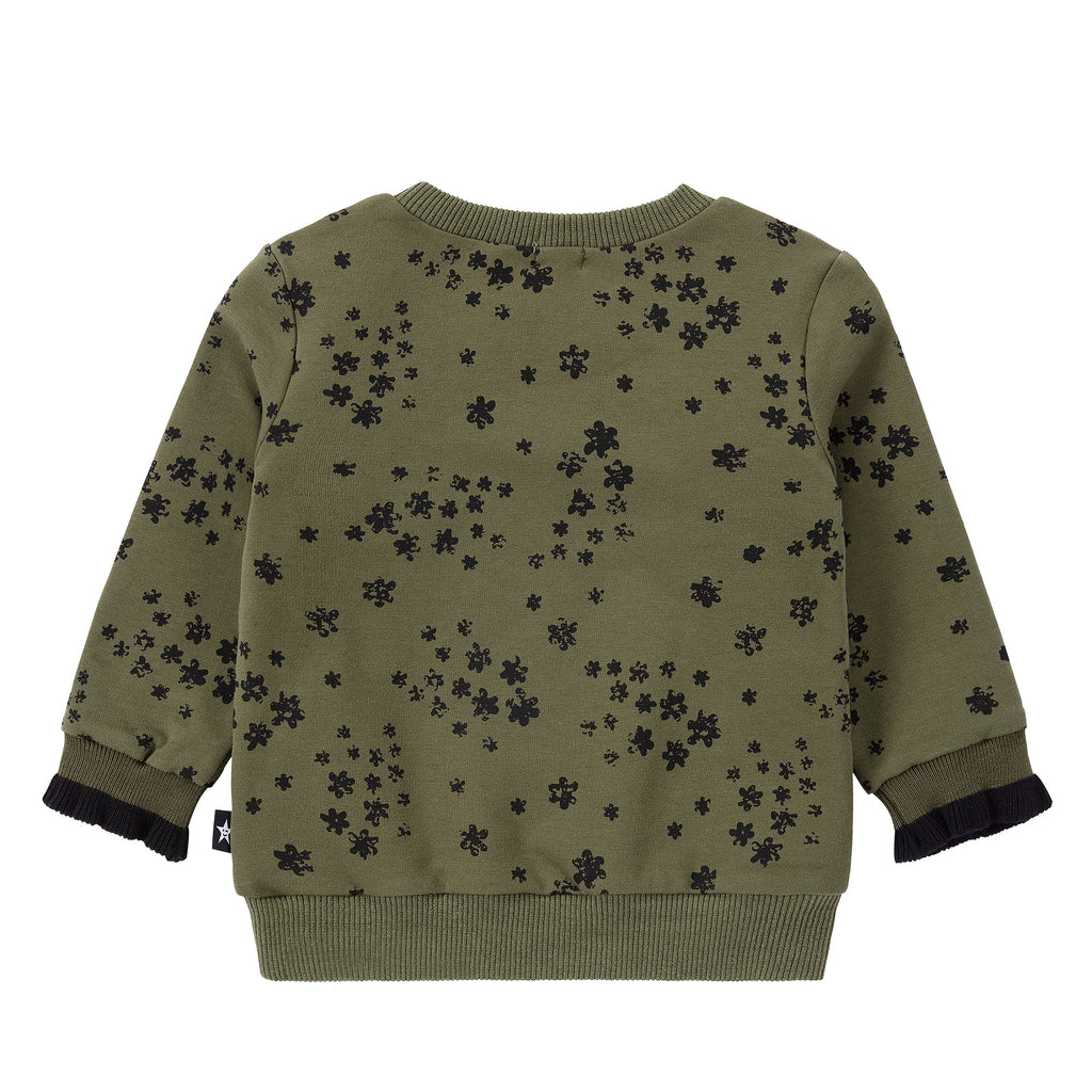 Baby Olive Green Floral Printed Sweatshirt