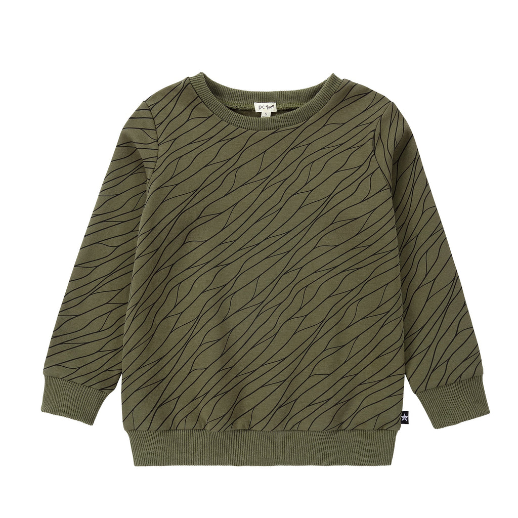 Baby Olive Green Printed Sweatshirt