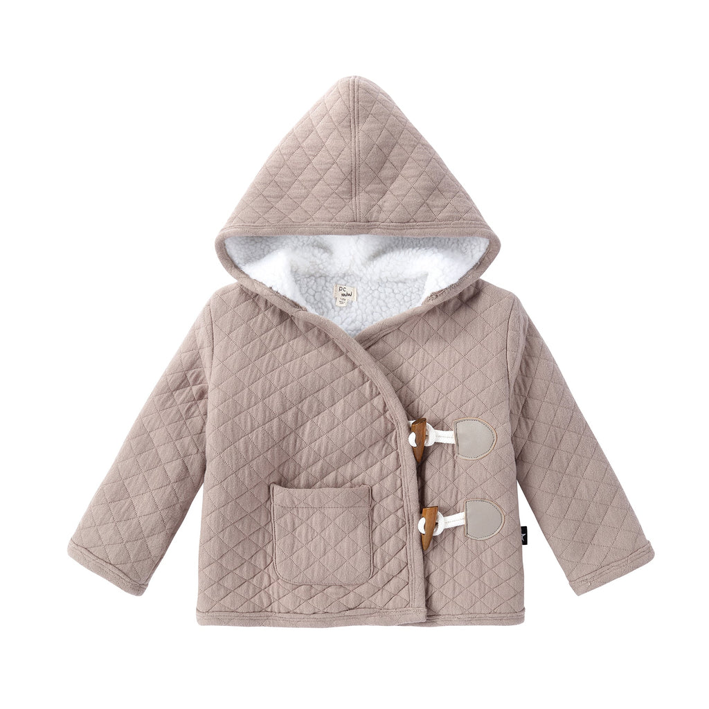 Baby Quilted Wrap Jacket in Taupe