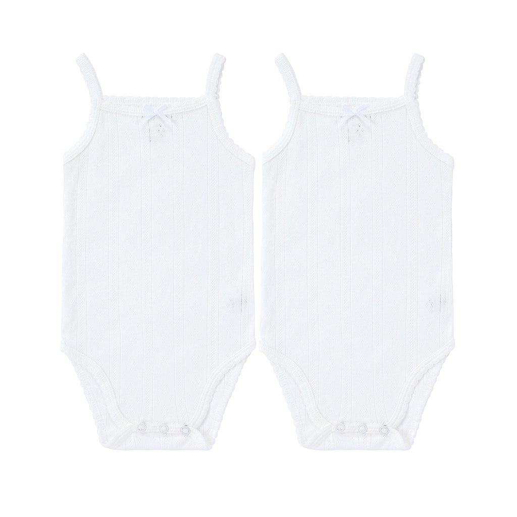 Baby Pointelle 2pc Bodysuit with Bow - White