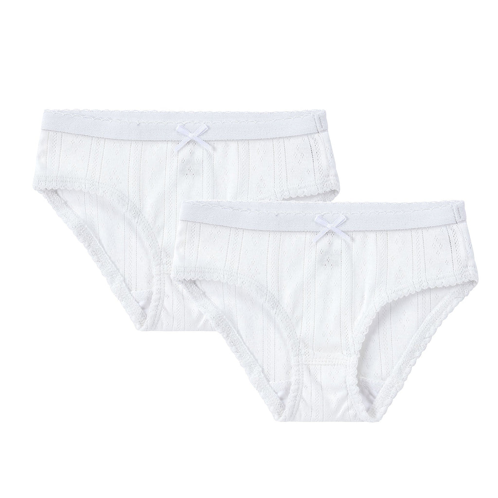 Girl Pointelle 2pc Panty - White