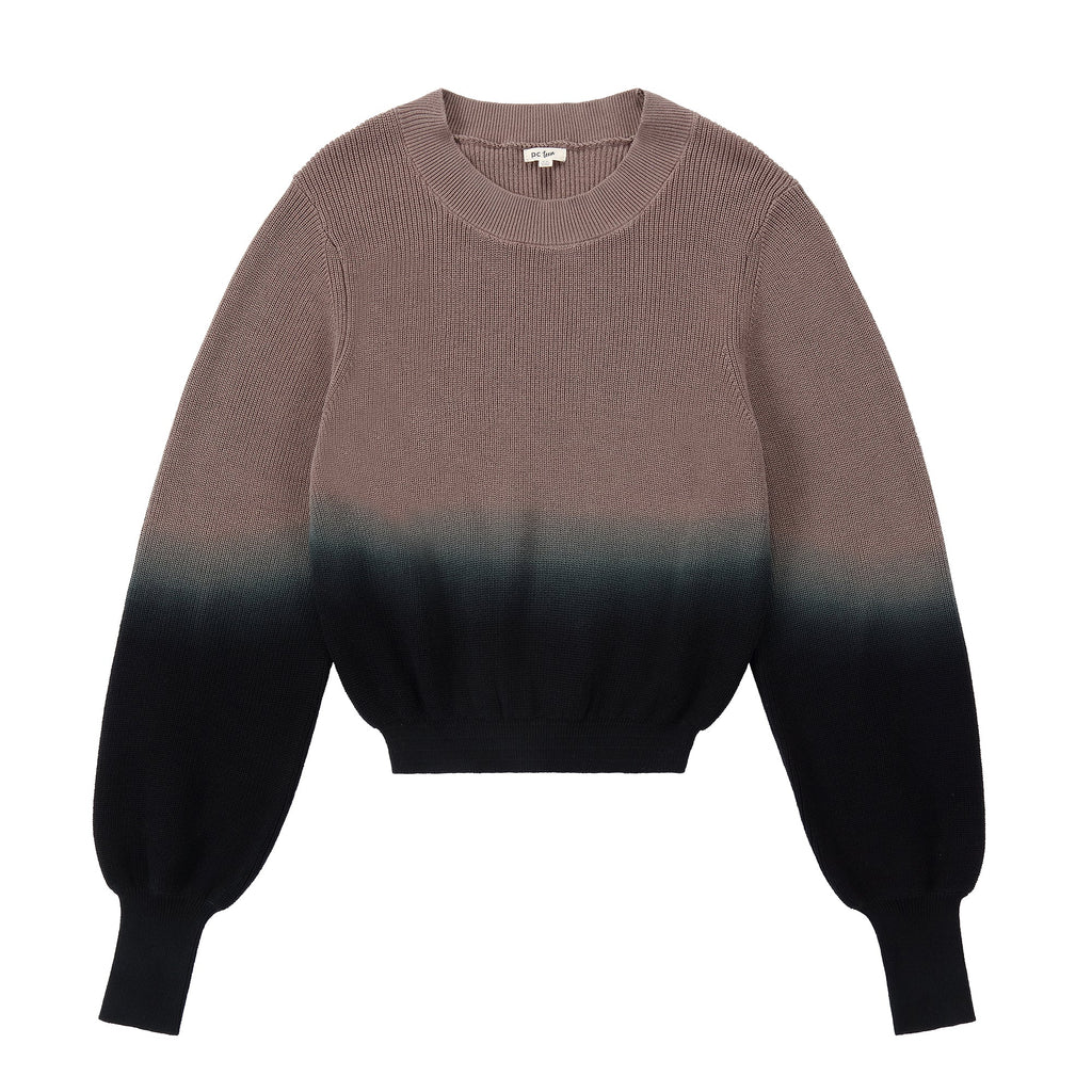 Teens Taupe and Black Ombre Chunky Ribbed Cropped Sweater