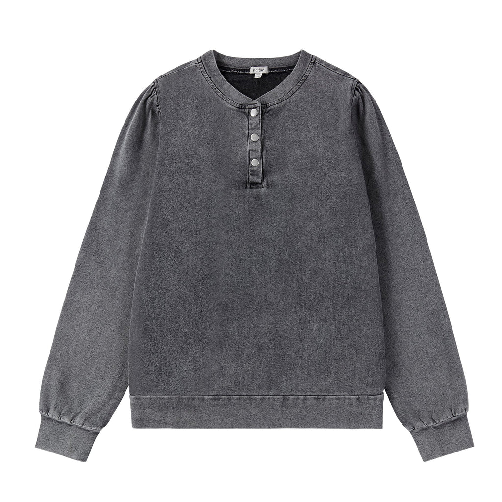 לבני נוער גריי Stretch Denim Top Henley