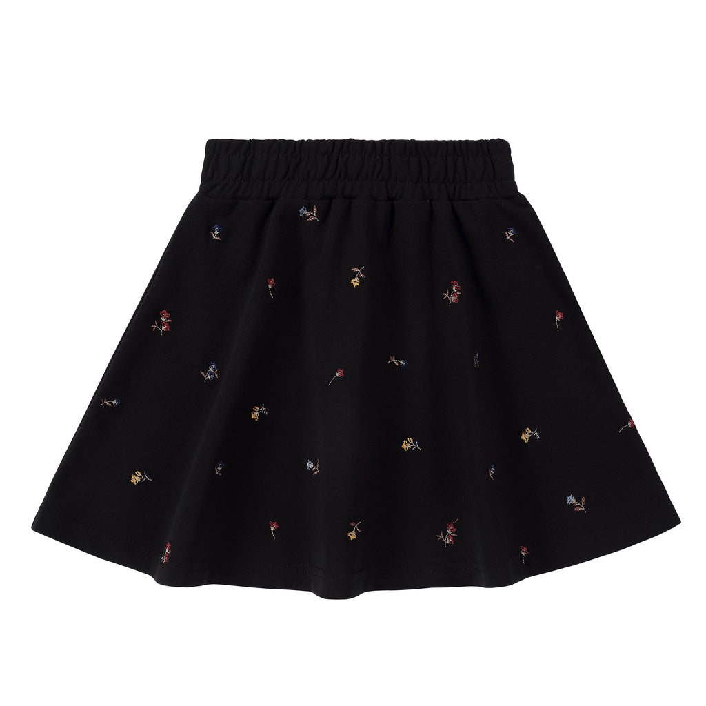 Black Floral Embroidered Skirt