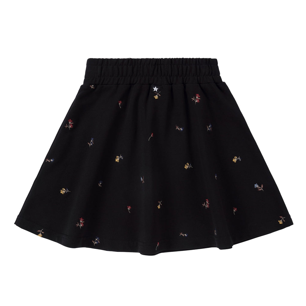 Black Floral Embroidered Skirt