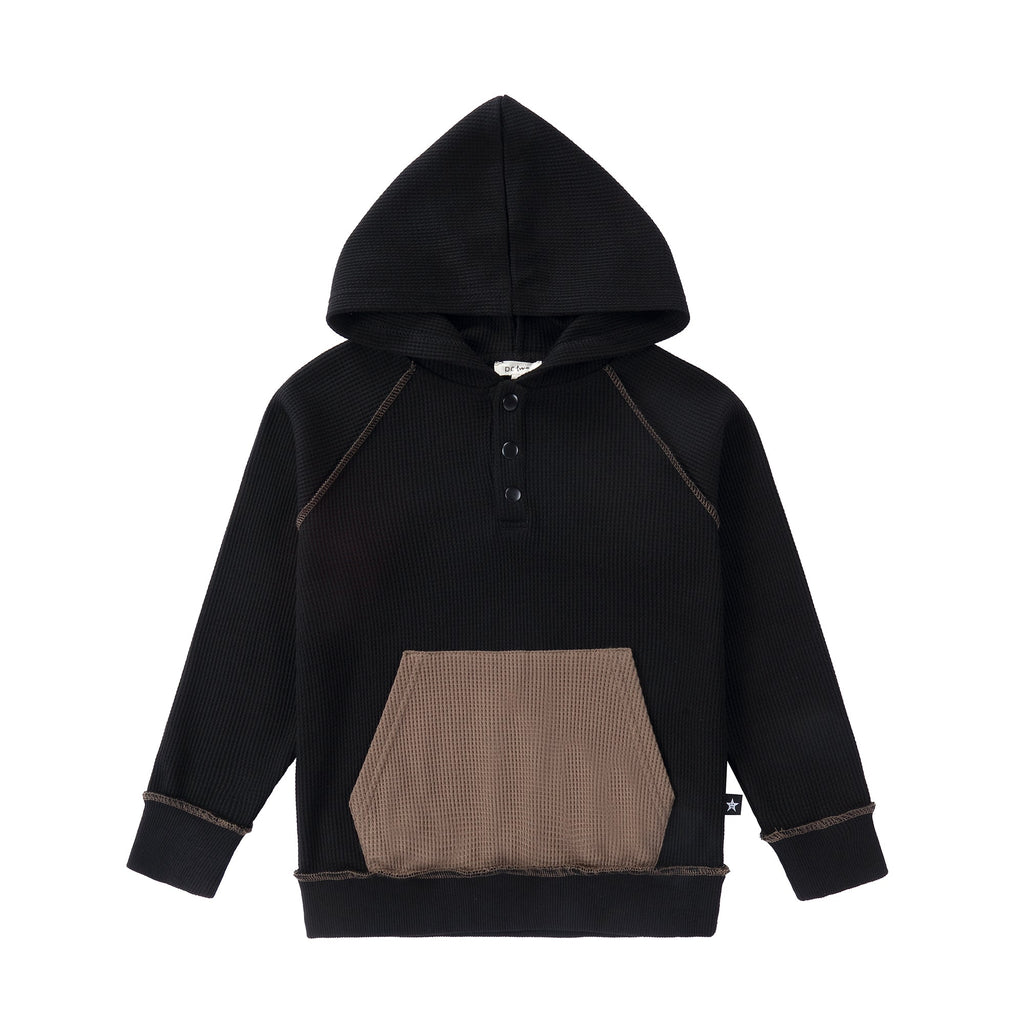 Black and Light Olive Waffle Hoodie